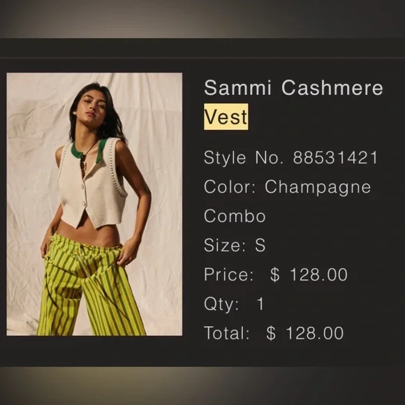 Free People Sammi Cashmere Vest - Size Small - Picture 4 of 4